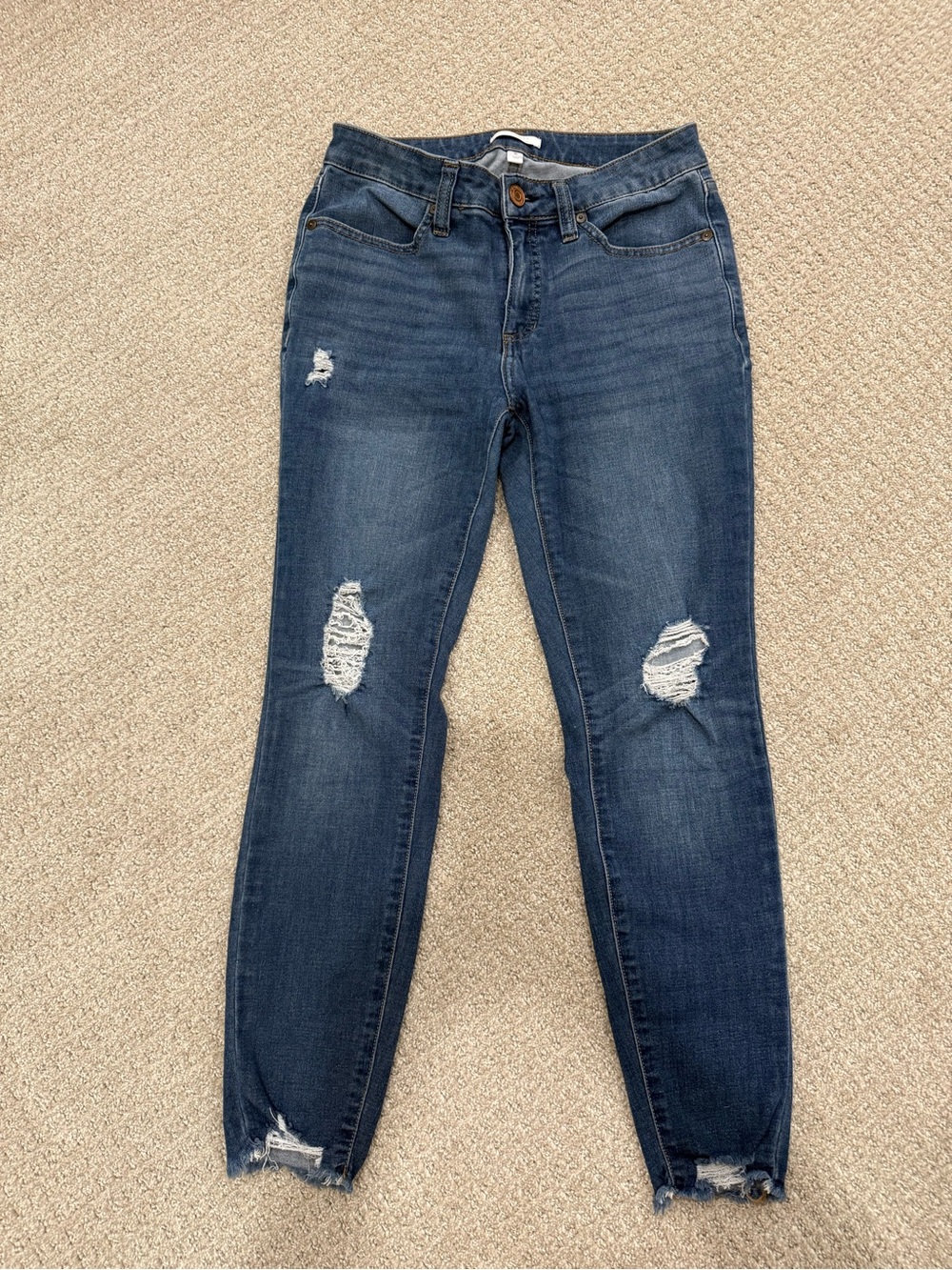 LC Lauren Conrad Distressed Dark Blue Skinny Jeans